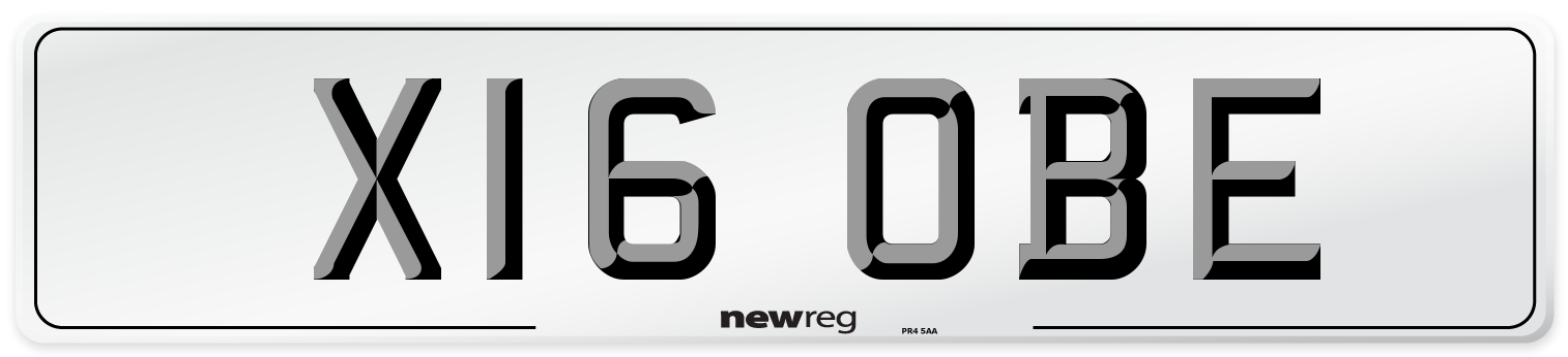 X16 OBE Number Plate from New Reg